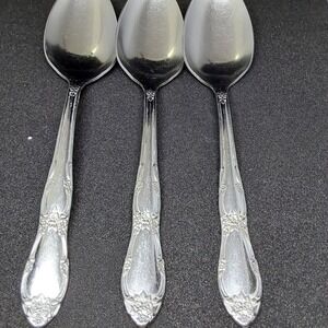 Wm A Rogers Oneida Fenway Daydream Stainless Flatware Lot of 6 Soup Spoons‎